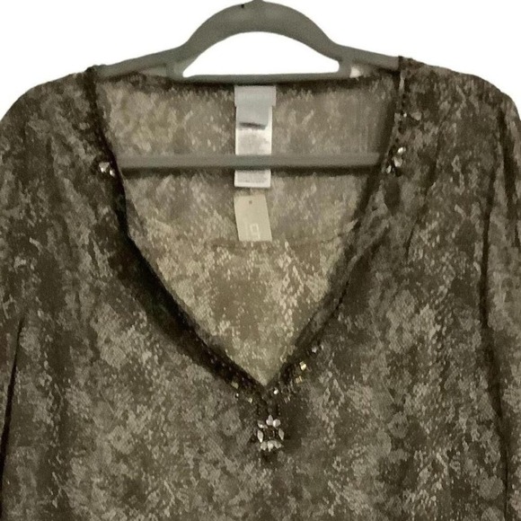 Chico's chiffon snake‎ skin print V neck 2 in 1 tunic - Picture 5 of 8